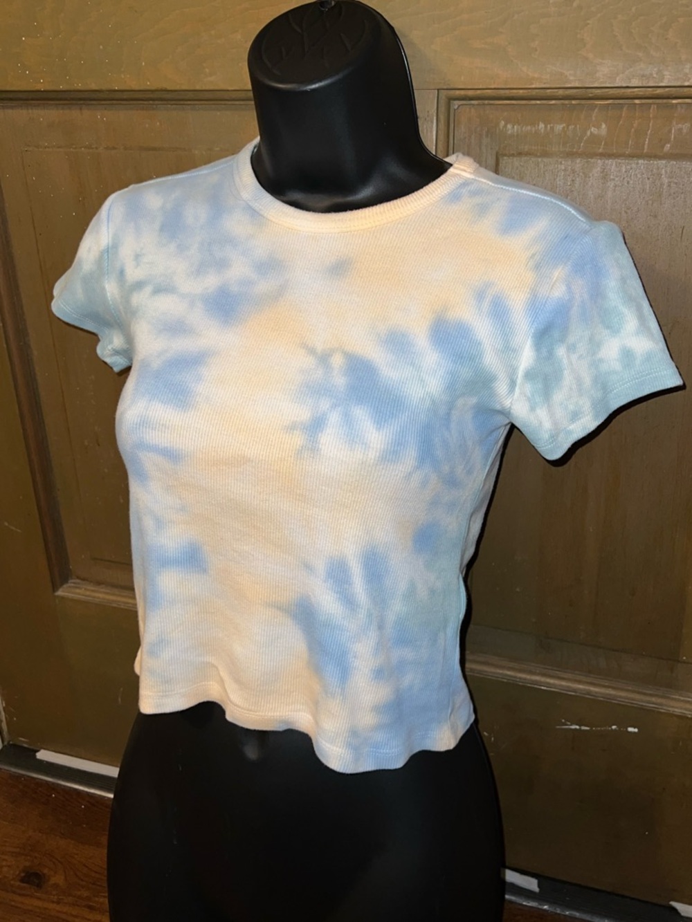 Maeve Anthropologie Ribbed Crop Top Retro Pastel Tie Dye Short Sleeve Size XS - Picture 4 of 7